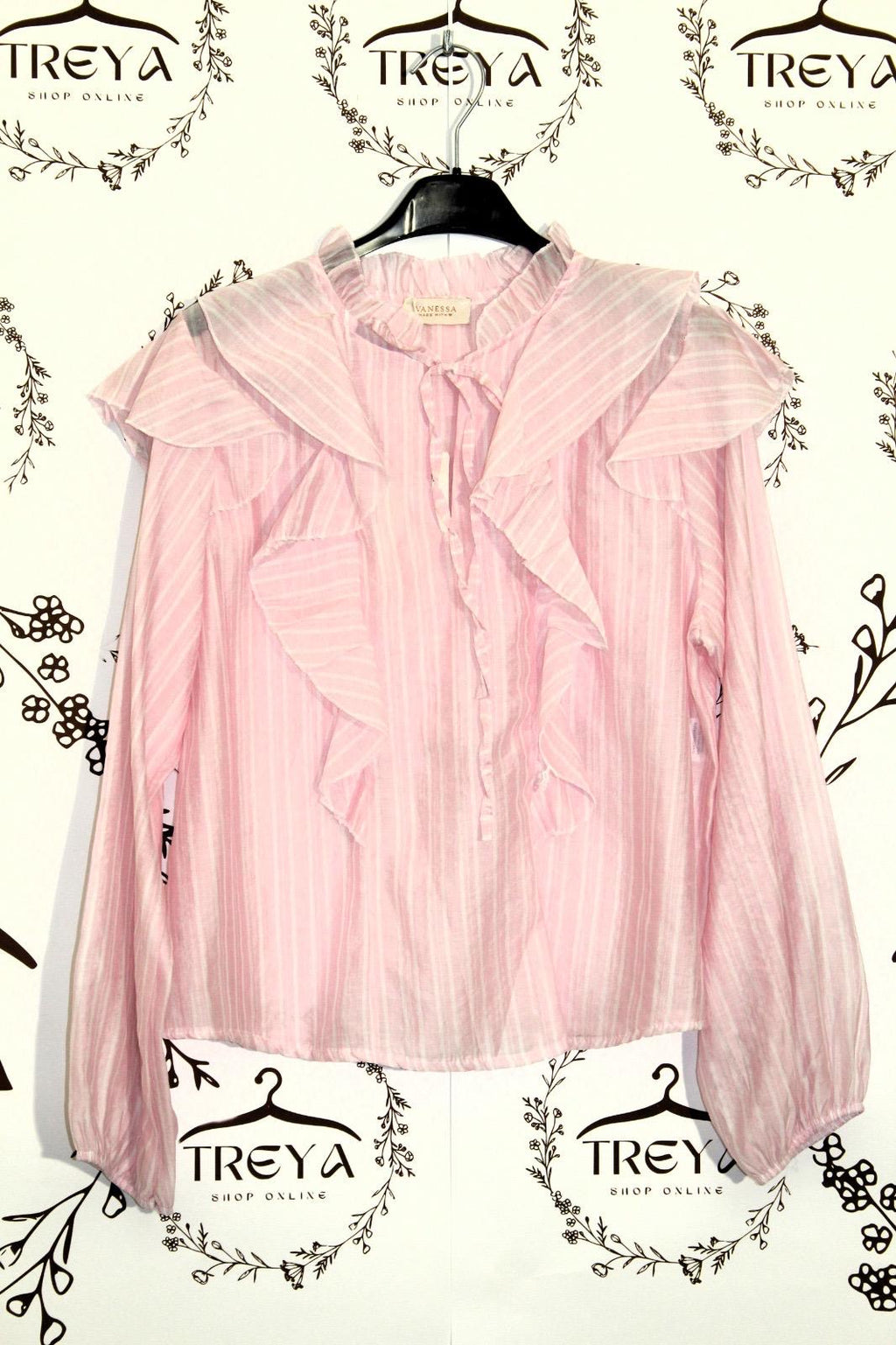 Blusa con rouches e dettaglio fiocco