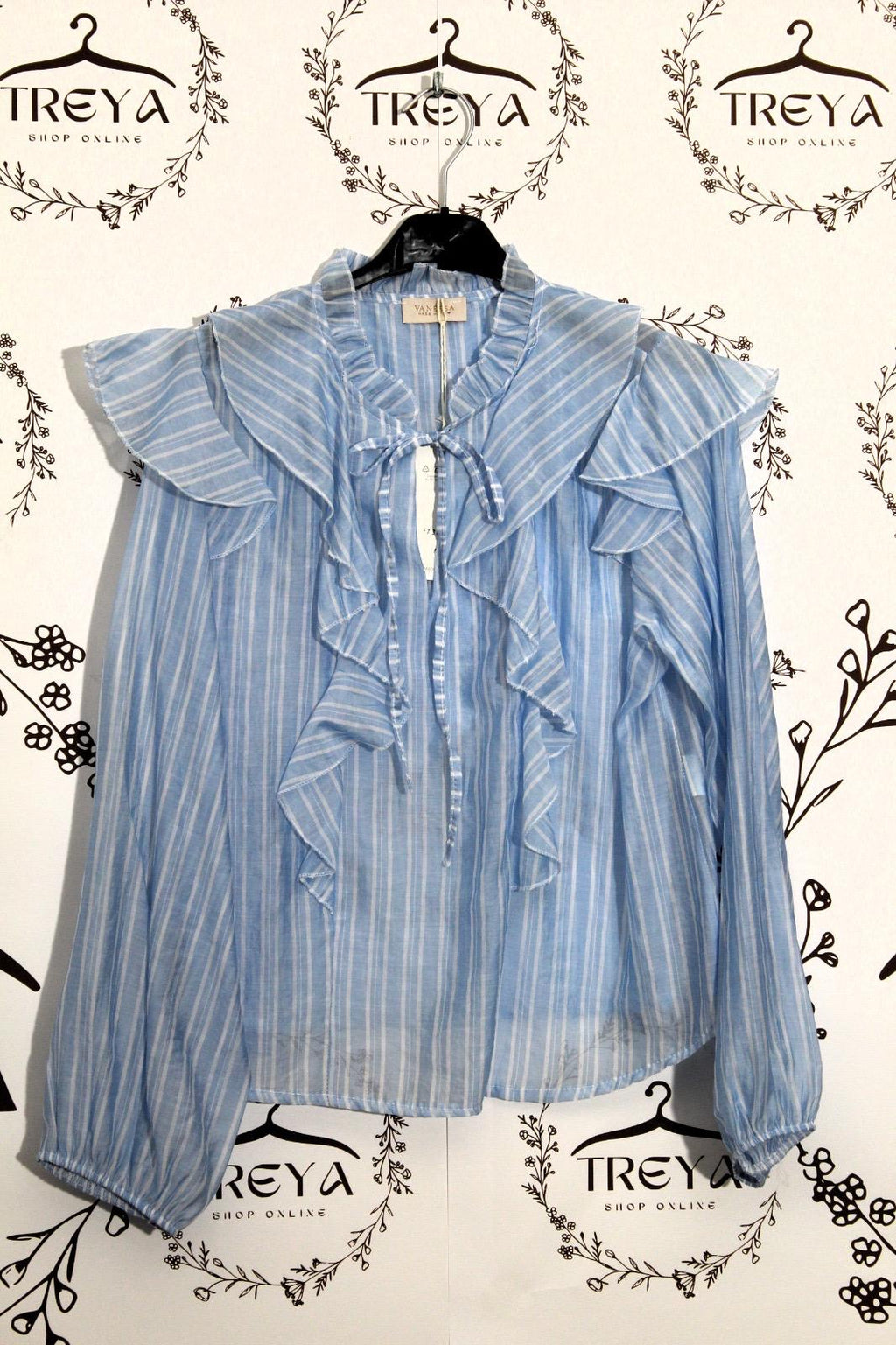 Blusa con rouches e dettaglio fiocco