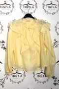 Blusa con rouches e dettaglio fiocco