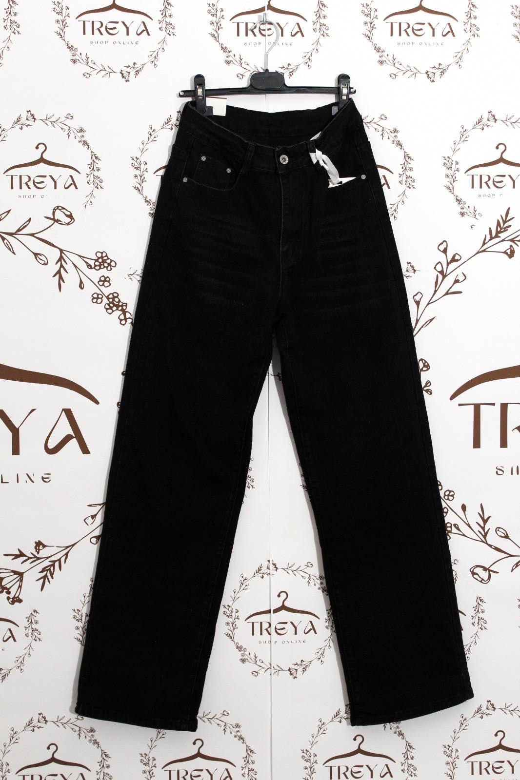 Jeans nero a gamba dritta