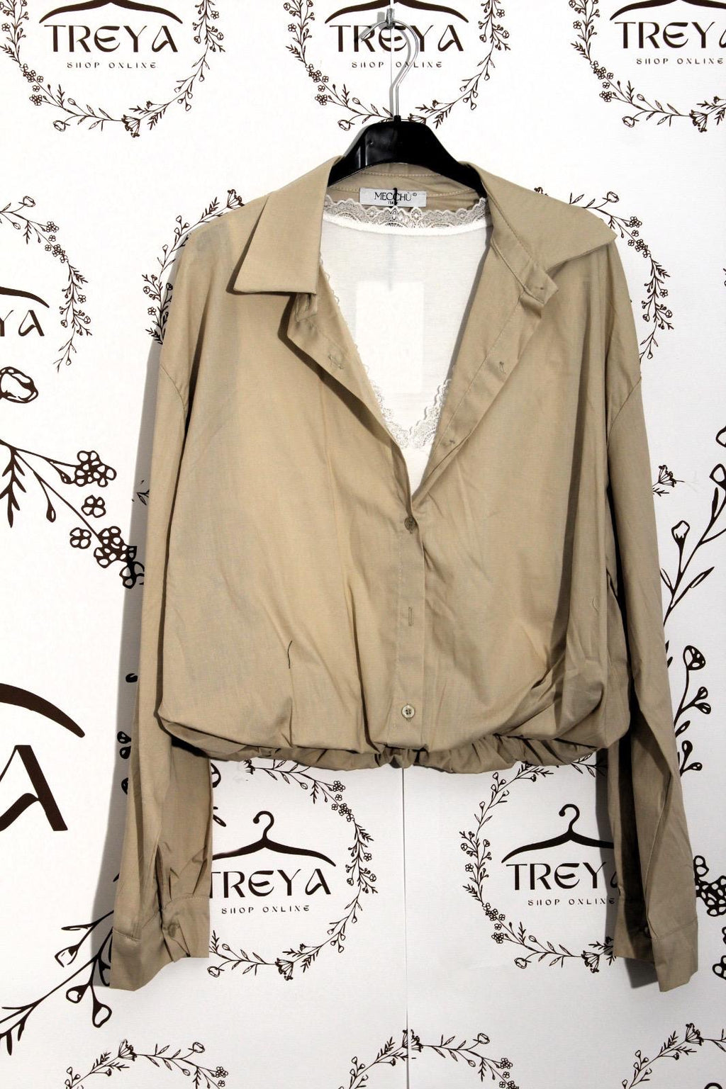 Camicia con fondo elasticizzato e bralette