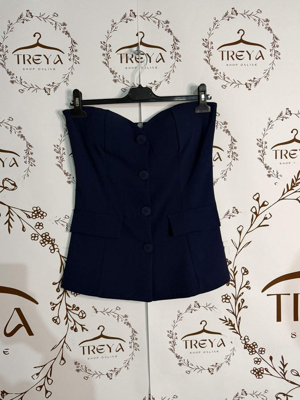 Top Bustier Sartoriale con Scollo a Cuore