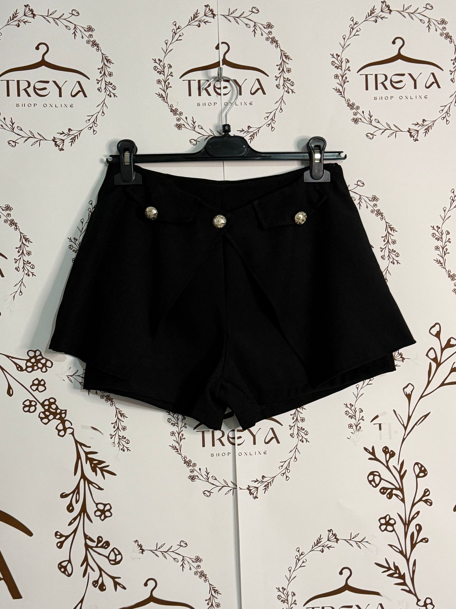 Shorts-Gonna Eleganti con Bottoni Gioiello