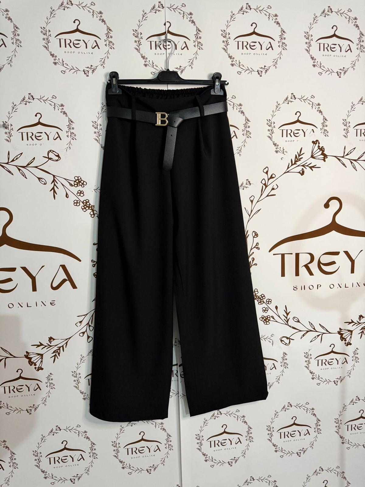 Pantalone Wide Leg "Sartorial Chic" con Cintura Logata